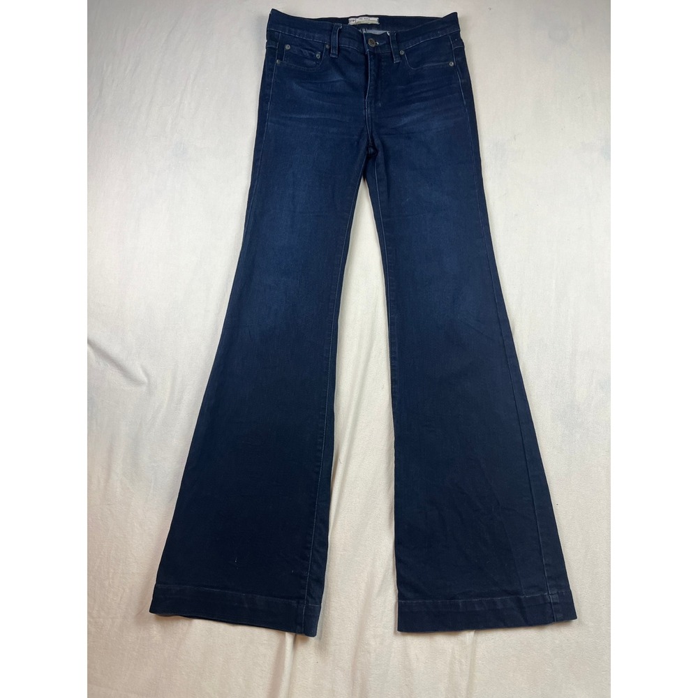 Free People Dark Wash Flared Jeans High Rise Wide Leg Denim Size 27